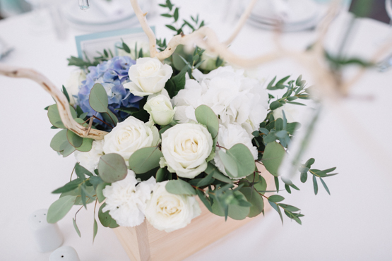 white blue hydrangea Wedding decoration idea greece